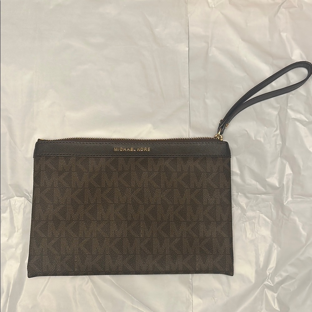 Michael Kors Dark Brown Monogram Wristlet